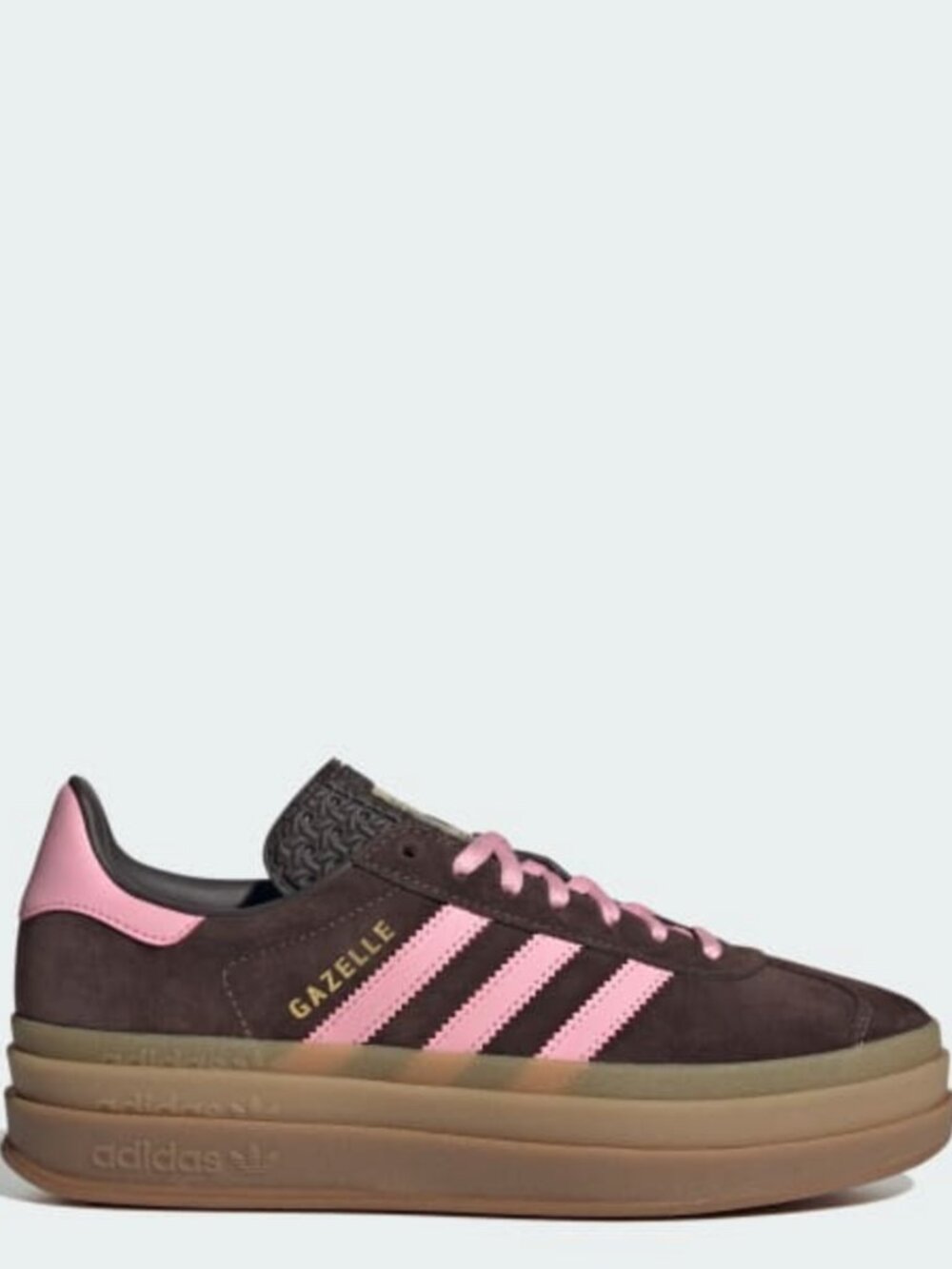 ADIDAS GAZELLE BOLD SHOES Aurora Coffee (Brown) / Light Pink / Gold Metallic US7